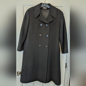 Fortsmann by Loring Black wool double breasted jacket full length coat size M